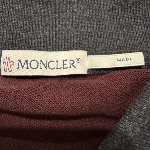 Moncler Polo Mens EU XXL Burgundy Short Sleeve Shirt Logo Patch designer Cotton - Picture 3 of 12